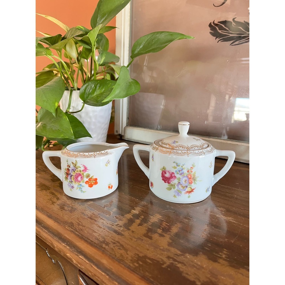 Vintage Union T Czechoslovakian China, Creamer & Sugar Bowl Set​